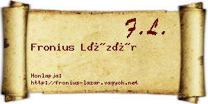 Fronius Lázár névjegykártya